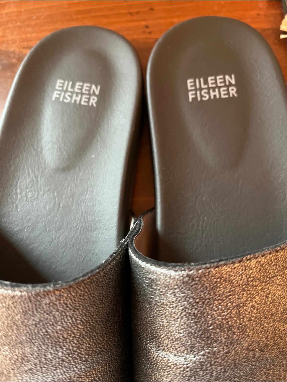 Eileen Fisher Metallic Bronze Slide Mules